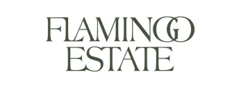 Grayscale logo of Flamingo Estate, a Novobi client