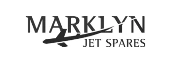 Grayscale logo of Marklyn Jet Spares, a Novobi client