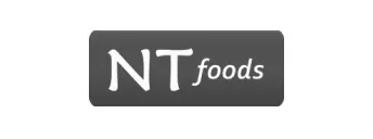 Grayscale logo of NT Foods, a Novobi client
