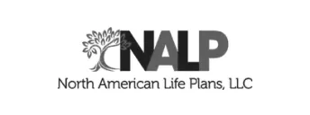 Grayscale logo of North Ameirca Life Plans, a Novobi client